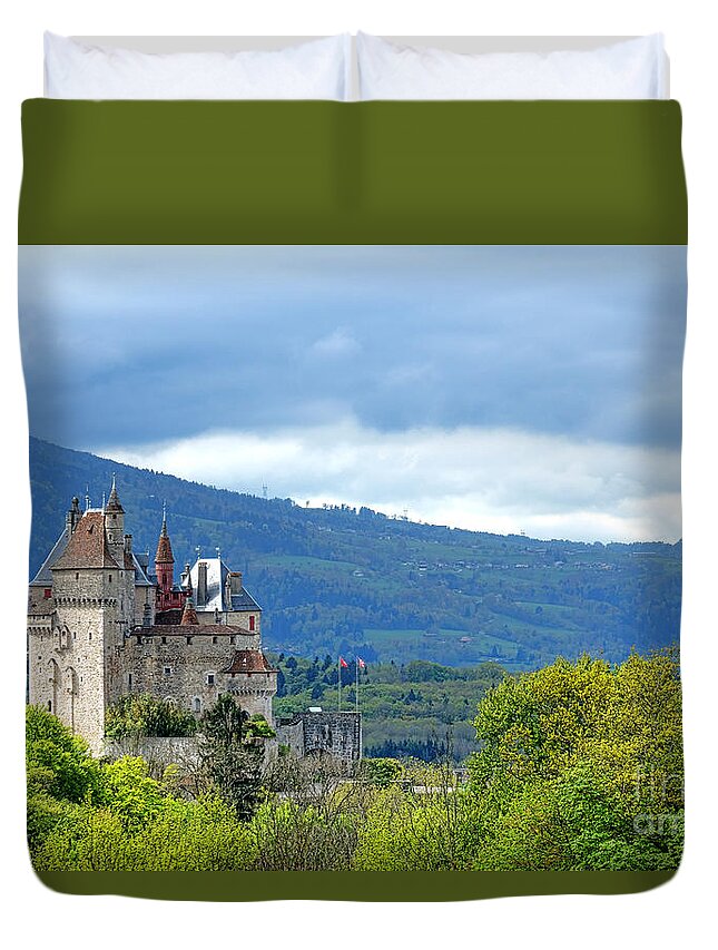 Chateau Duvet Cover featuring the photograph Chateau de Menthon Castle by Olivier Le Queinec