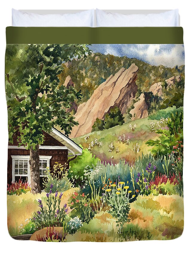 Cottage Painting Duvet Cover featuring the painting Chautauqua Cottage by Anne Gifford
