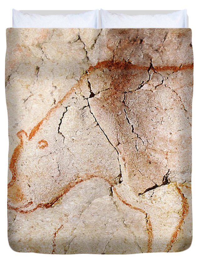 Chauvet Duvet Cover featuring the digital art Chauvet Cave Bear 3 by Weston Westmoreland