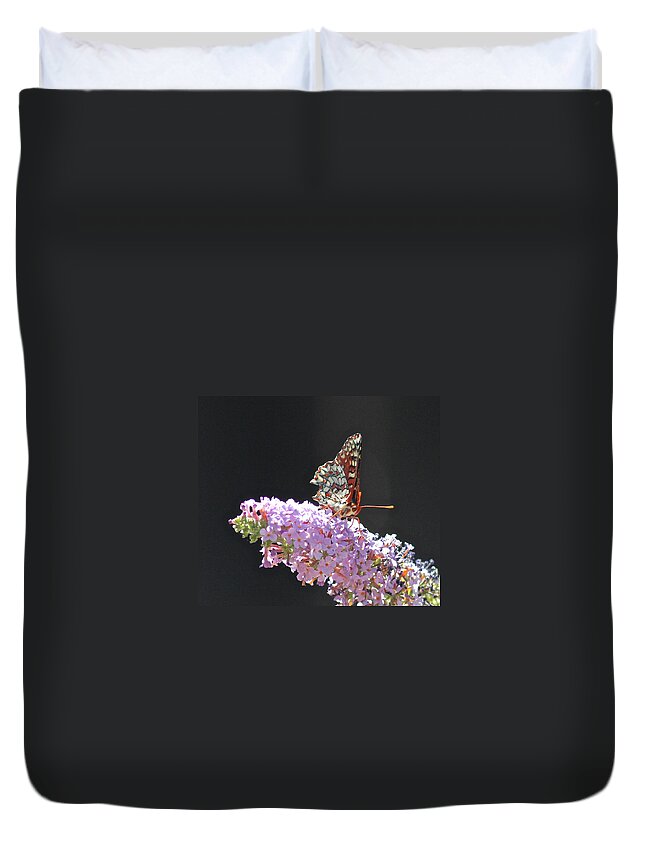 Checkerspot Duvet Cover featuring the photograph Checkerspot Butterfly by Liz Vernand