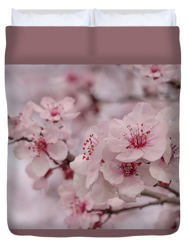 Blossoms Duvet Cover featuring the photograph Cheerful Cherry Blossoms by Vanessa Thomas