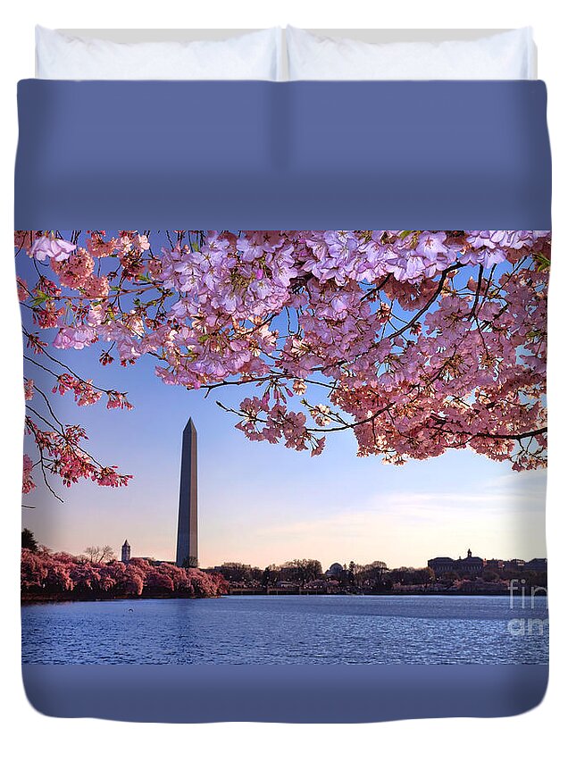Pink Duvet Cover featuring the photograph Cheery Cherry DC by Olivier Le Queinec
