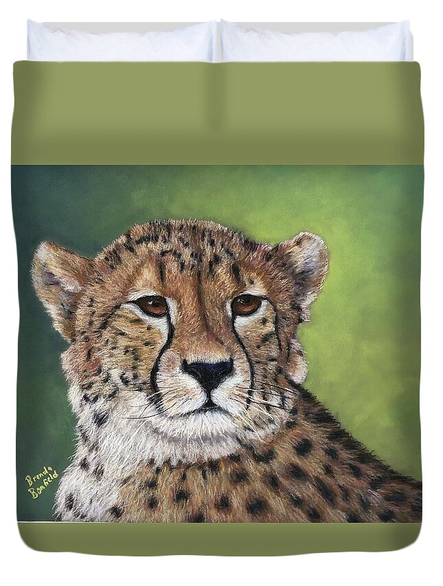 Animal Duvet Cover featuring the pastel Cheetah by Brenda Bonfield