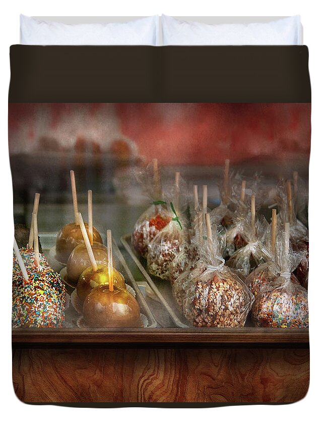 Hdr Duvet Cover featuring the photograph Chef - Caramel apples for sale by Mike Savad