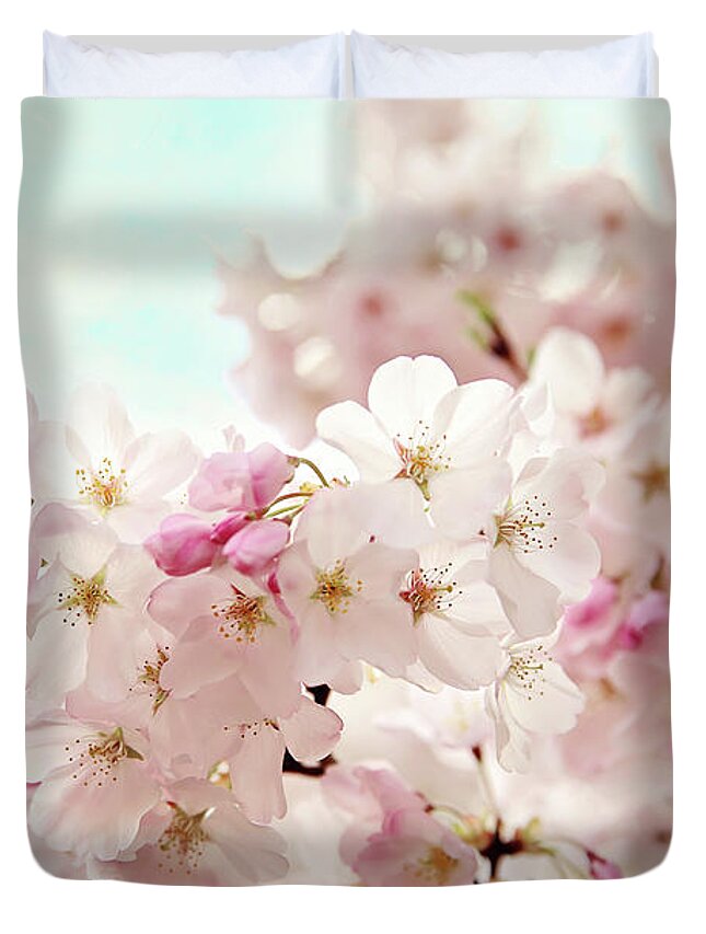 Cherry-blossoms Duvet Cover featuring the photograph Cherry Blossoms by Sylvia Cook