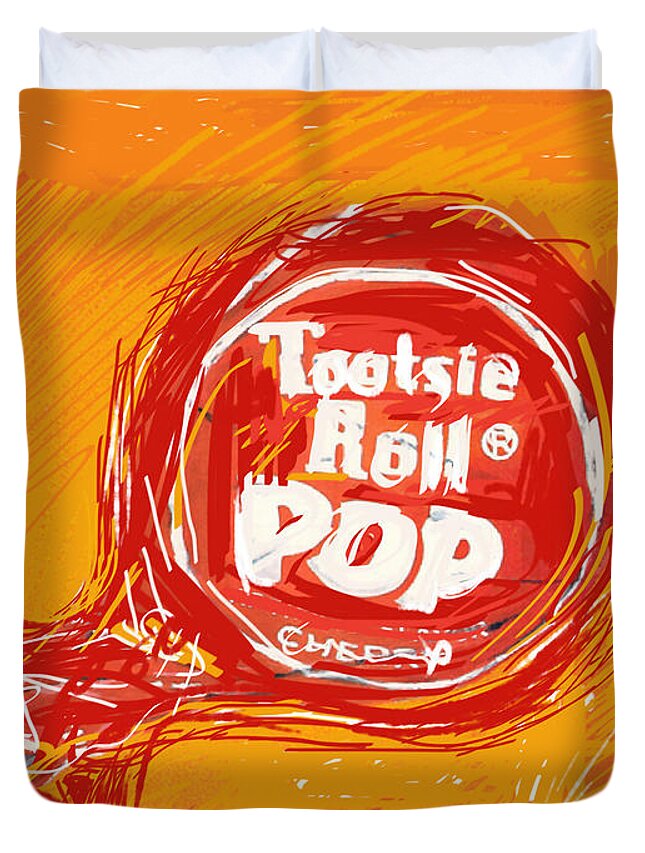 Tootsie Roll Duvet Cover featuring the mixed media Cherry Pop by Russell Pierce