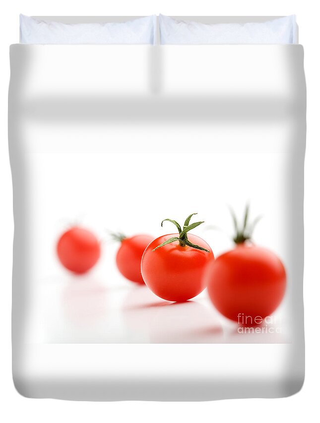 Background Duvet Cover featuring the photograph Cherry tomatoes by Kati Finell