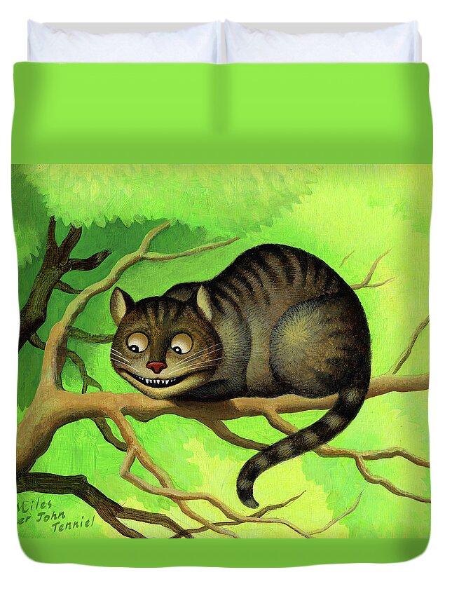 Cheshire Cat Duvet Cover featuring the painting Cheshire Cat by Chris Miles