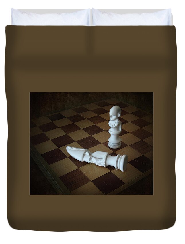 Board Game Duvet Cover featuring the photograph Chess Move by David and Carol Kelly
