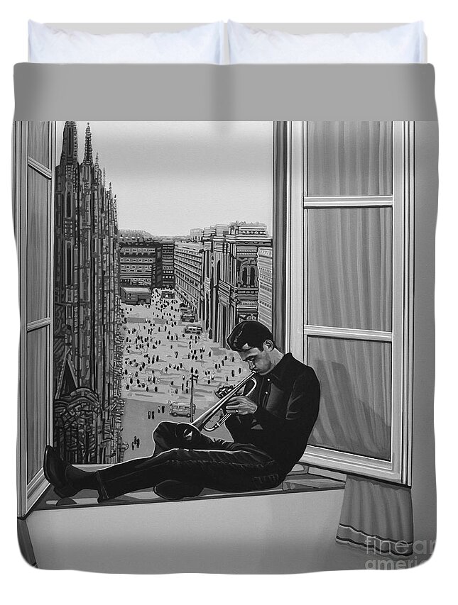 Chet Baker Duvet Cover featuring the painting Chet Baker by Paul Meijering