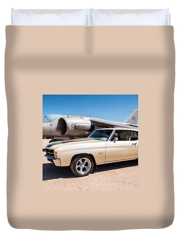 Car Duvet Cover featuring the photograph Chevy Chevelle At Pima Air And Space by Michael Moriarty