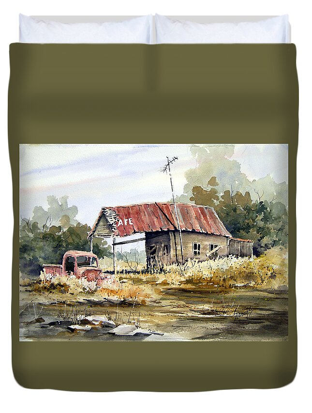 Rural Duvet Cover featuring the painting Cheyenne Valley Station by Sam Sidders