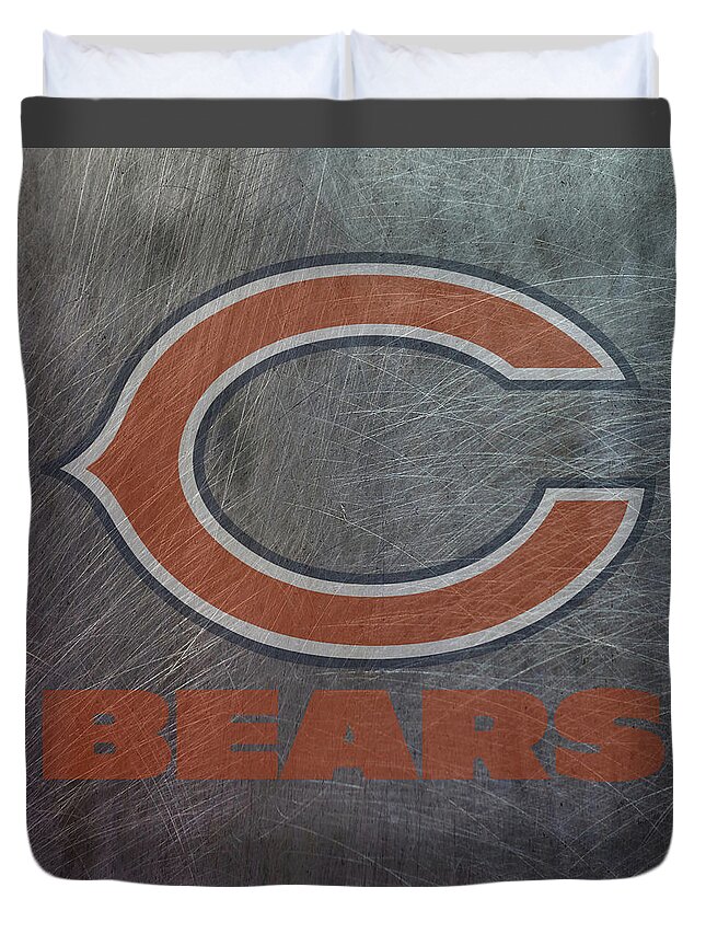 Chicago Duvet Cover featuring the mixed media Chicago Bears Translucent Steel by Movie Poster Prints