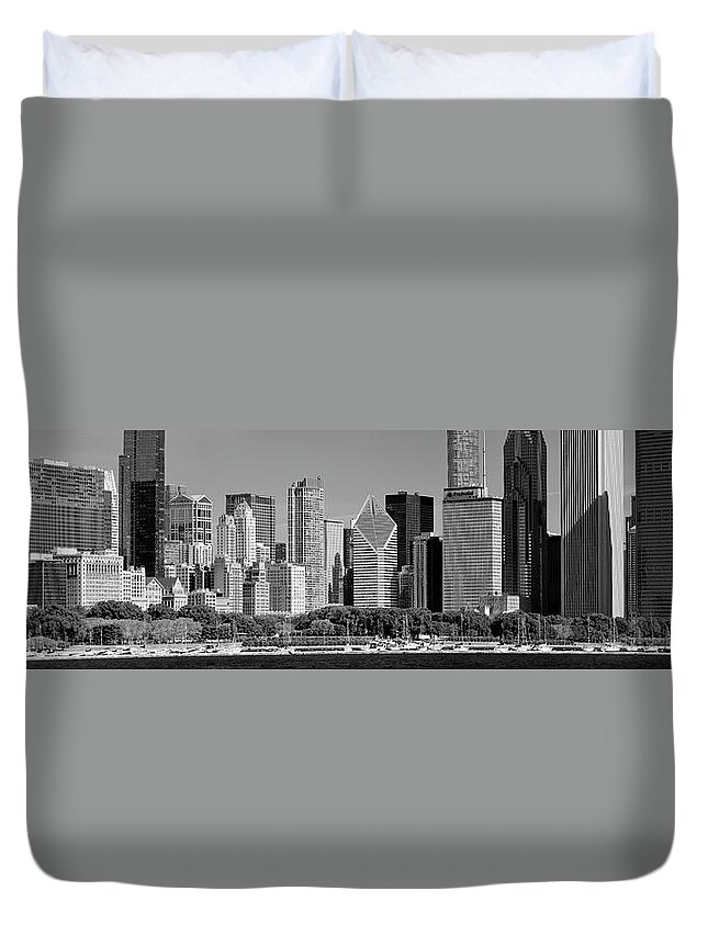 Digital Duvet Cover featuring the photograph Chicago Buildings zoom pano by Kevin Eatinger