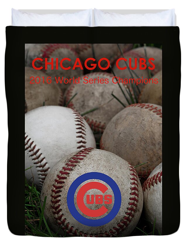 Chicago Cubs World Series Poster Duvet Cover featuring the photograph Chicago Cubs World Series Poster by David Patterson