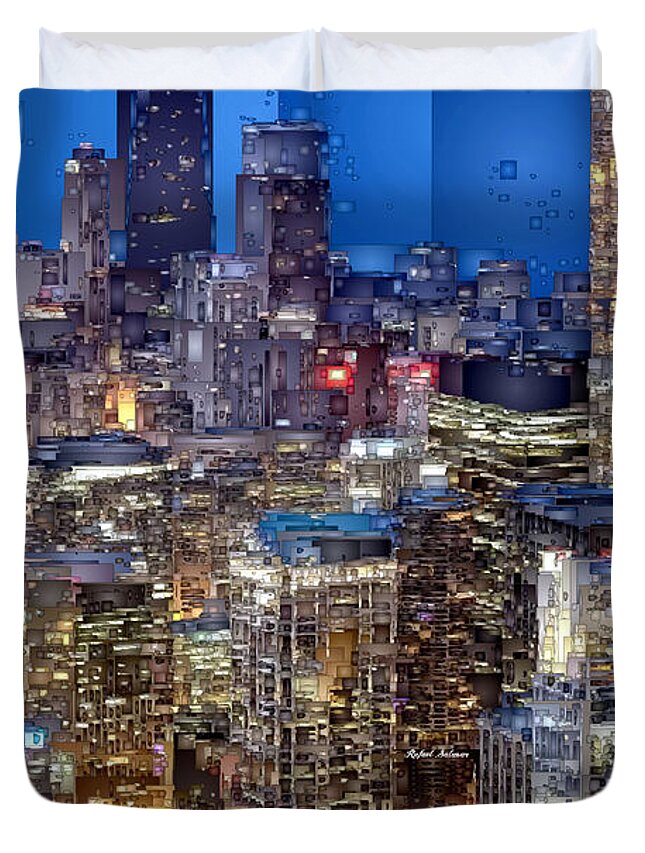 Rafael Salazar Duvet Cover featuring the digital art Chicago. Illinois by Rafael Salazar