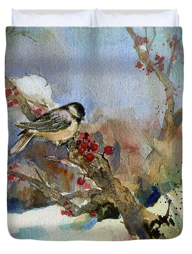 Garden Gate Duvet Cover featuring the painting Chickadee by Garden Gate magazine