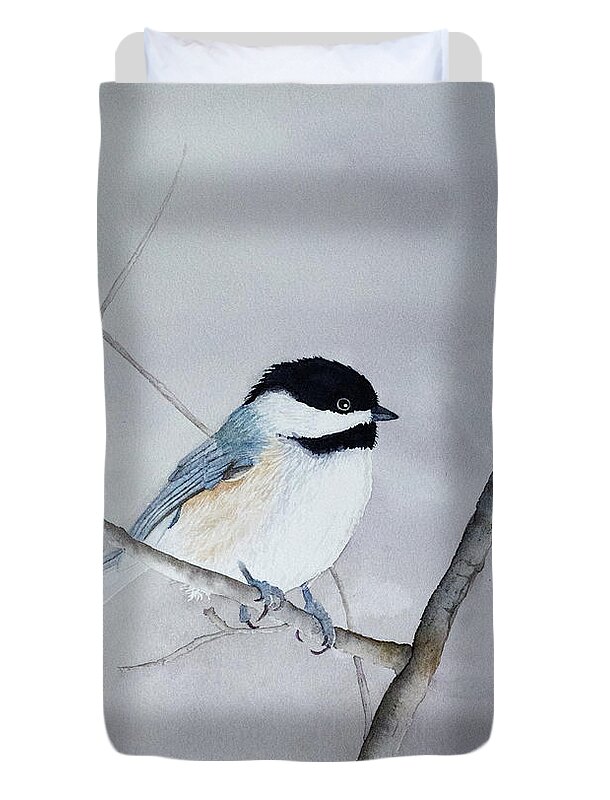 Chickadee Duvet Cover featuring the painting Chickadee II by Laurel Best