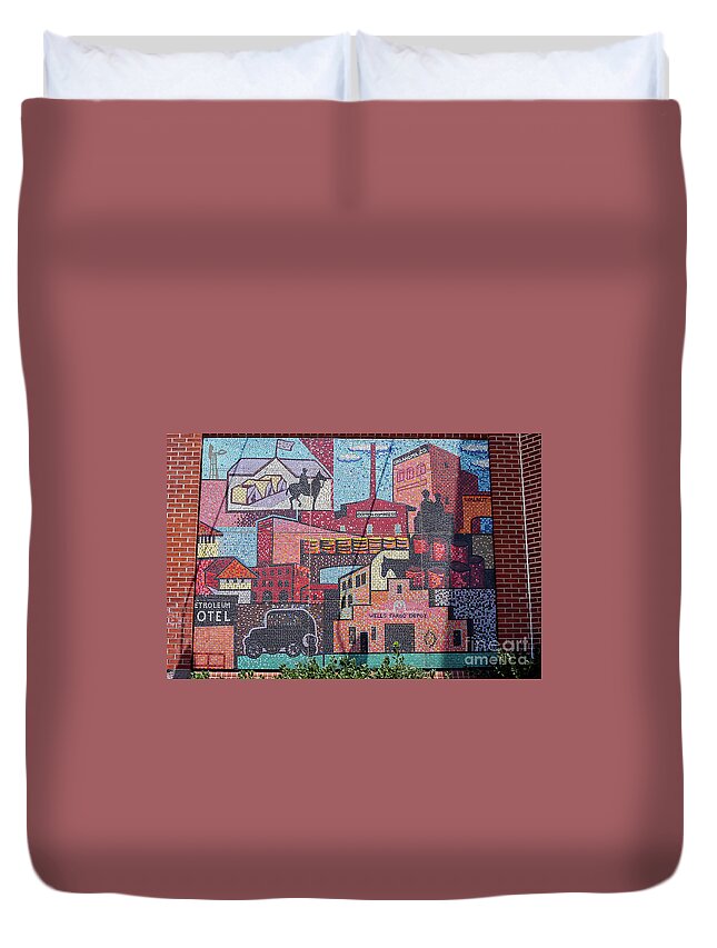 Oklahoma City Duvet Cover featuring the photograph Chickasaw Ballpark Mosaic Wall by Bob Phillips