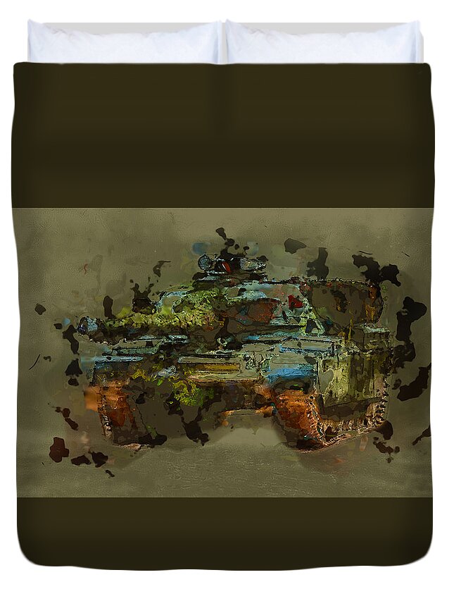 Army Duvet Cover featuring the digital art Chieftain Tank Abstract by Roy Pedersen