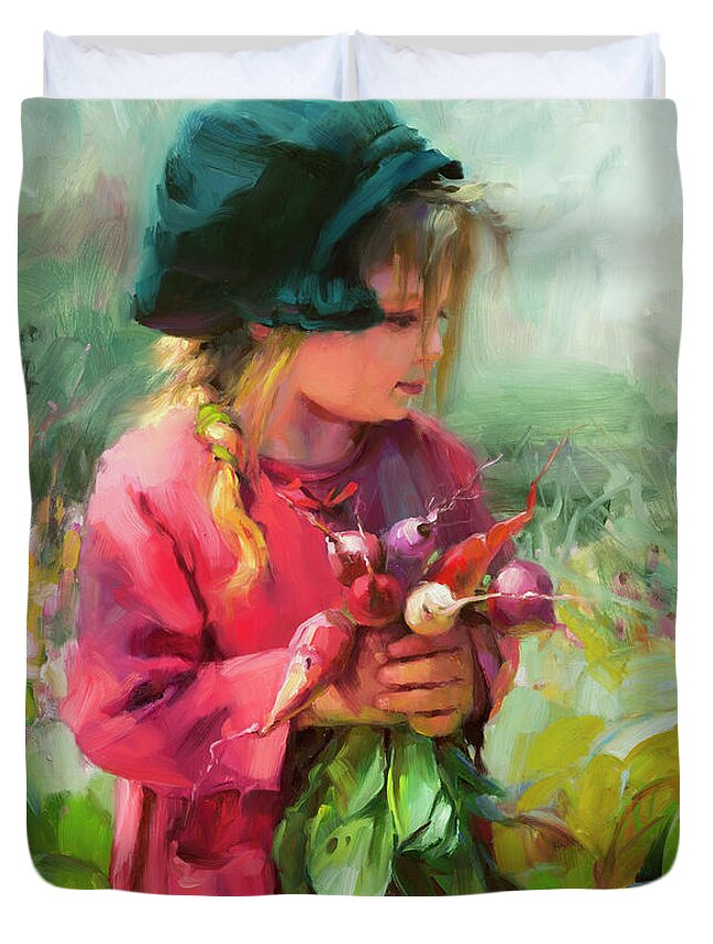 Child Duvet Cover featuring the painting Child of Eden by Steve Henderson
