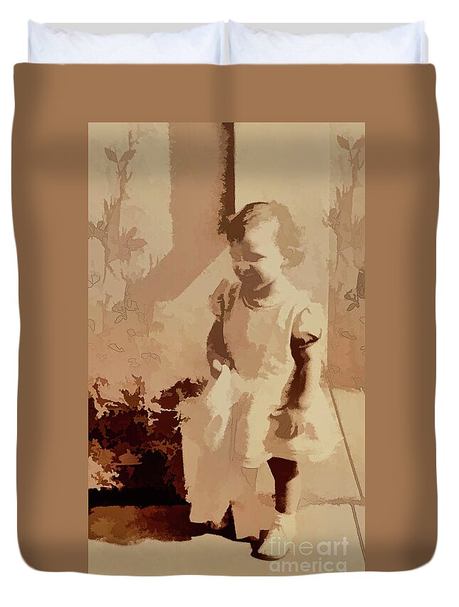 Child Duvet Cover featuring the photograph Child of World War 2 by Linda Phelps