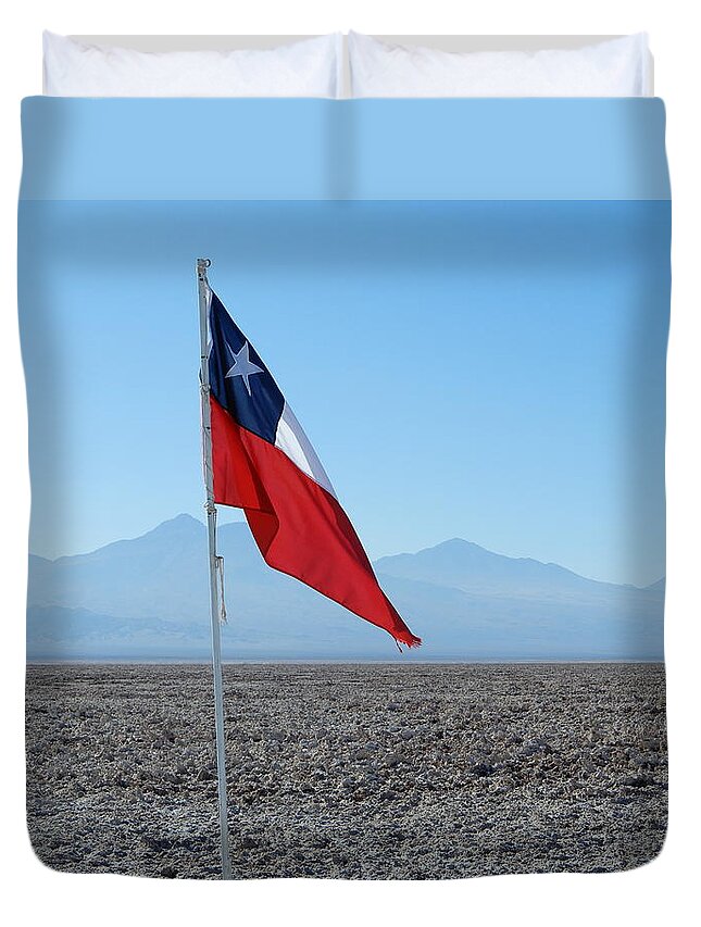 Chile Flag Duvet Cover featuring the photograph Chilean flag by Cheryl Hoyle