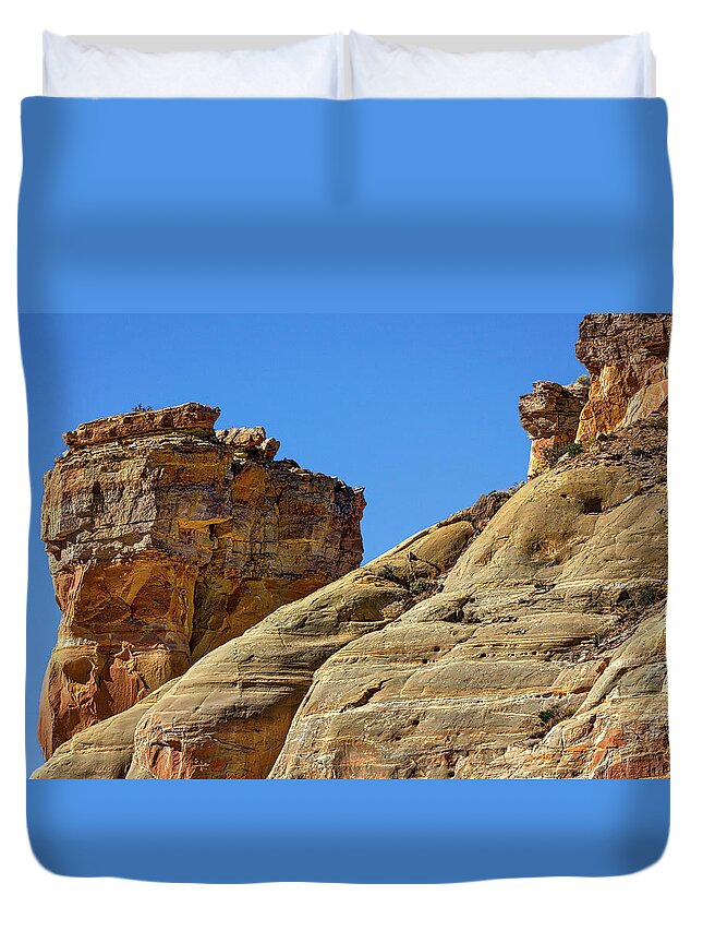 New Mexico Duvet Cover featuring the photograph Chimney Rock - New Mexico by Stuart Litoff