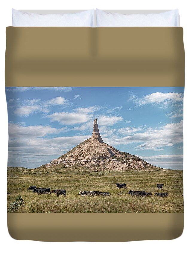 Chimney Rock Duvet Cover featuring the photograph Chimney Rock by Susan Rissi Tregoning