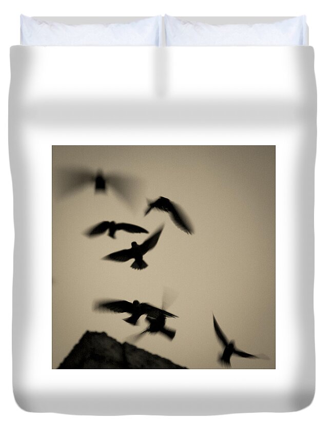 Bird Art Duvet Cover featuring the photograph Chimney Swifts Dancing the Chimney by John Harmon