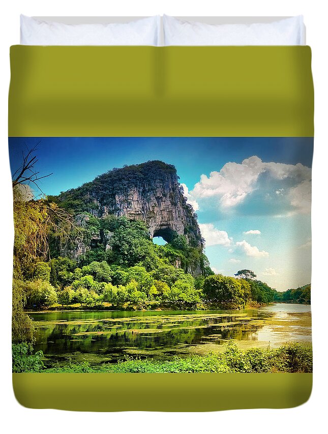 China Duvet Cover featuring the photograph China Guilin landscape scenery photography-14 by Artto Pan