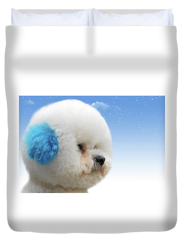 Bichon Frises Duvet Cover featuring the photograph China's latest craze - Dyeing pets by Alexandra Till
