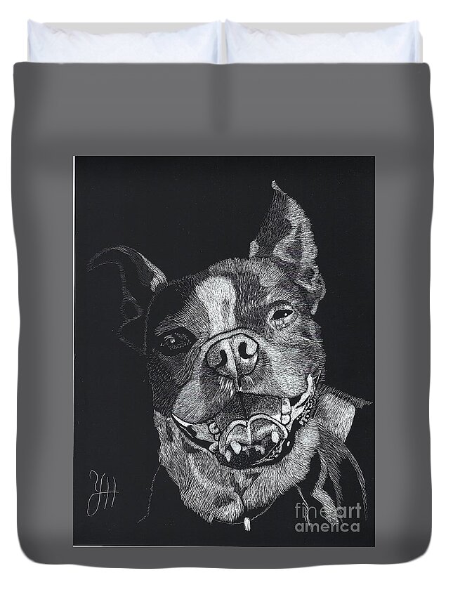 Dog Duvet Cover featuring the digital art Chip by Yenni Harrison