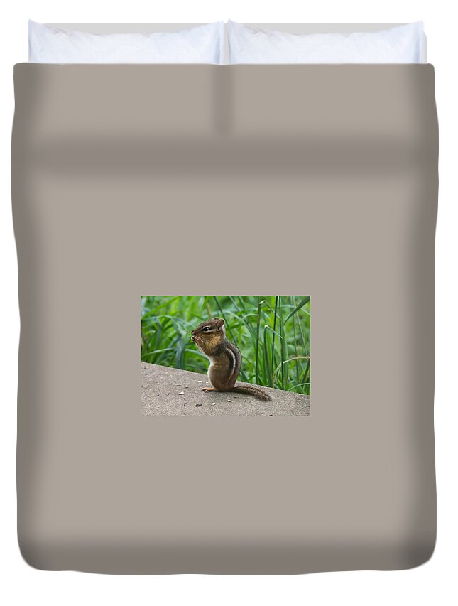 Chipmunk Duvet Cover featuring the photograph Chipmunk by Holden The Moment