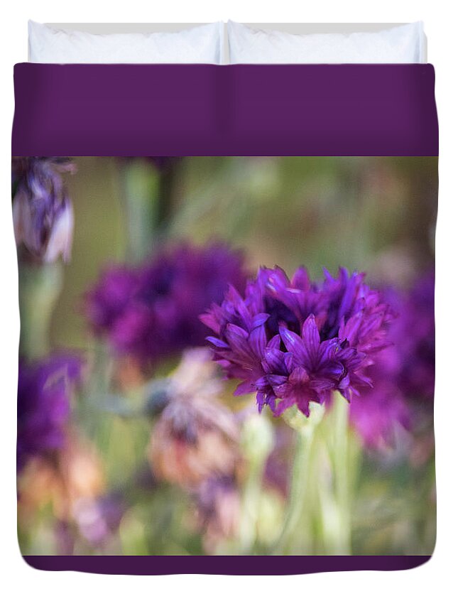 Purple Flowers Duvet Cover featuring the photograph Chive Blossoms by Bonnie Bruno