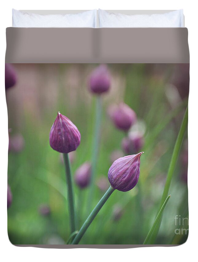 Chives Duvet Cover featuring the photograph Chives by Lyn Randle
