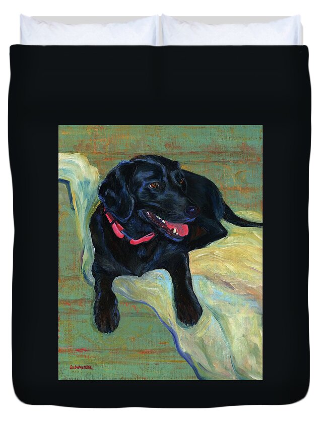 Pet Portrait Duvet Cover featuring the painting Chloe by Susan Hensel