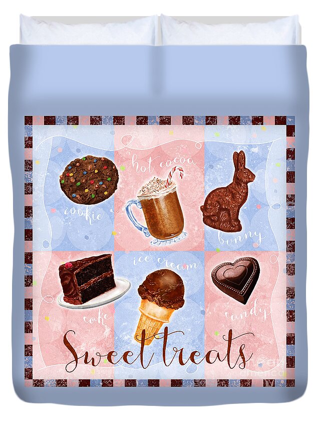 Chocolate Duvet Cover featuring the mixed media Chocolate Sweet Treats by Shari Warren