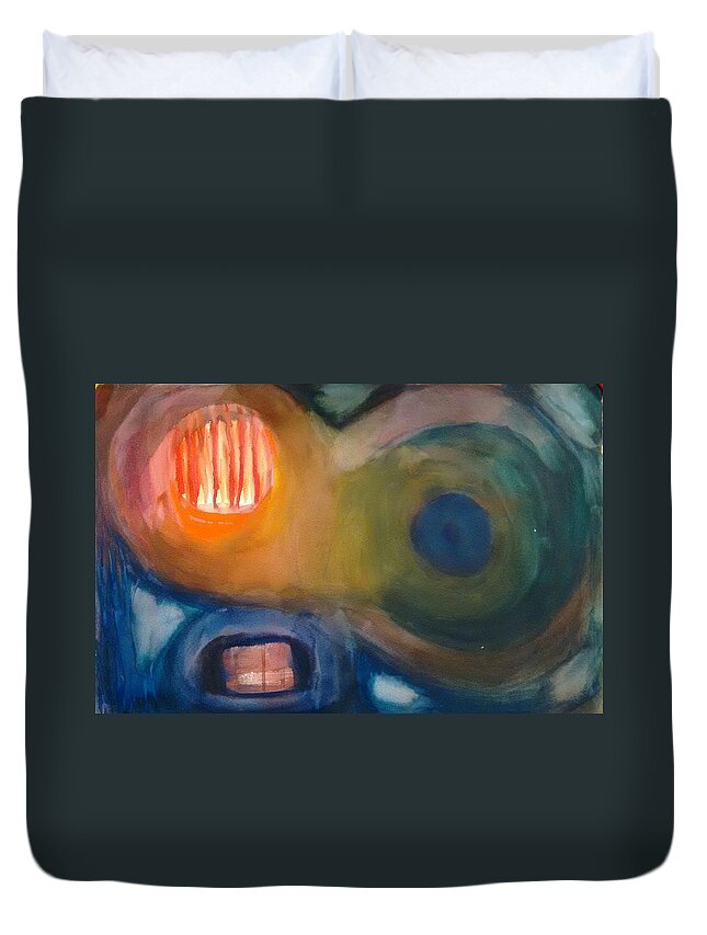 Abstract Duvet Cover featuring the painting Choices by Nicolas Bouteneff