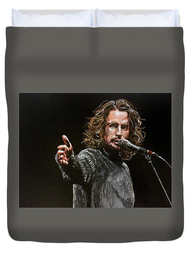 Chris Cornell Duvet Cover featuring the painting Chris Cornell by Joel Tesch