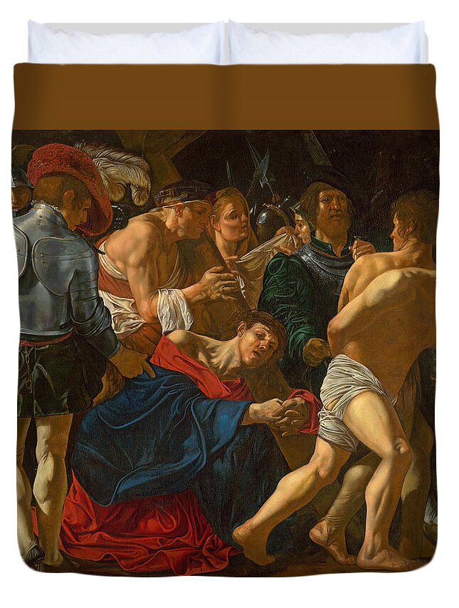 Cecco Del Caravaggio Duvet Cover featuring the painting Christ carrying the Cross by Cecco del Caravaggio