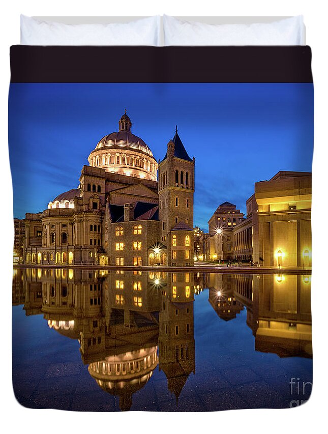 Architecture Duvet Cover featuring the photograph Christian Science Mother Church by Jerry Fornarotto