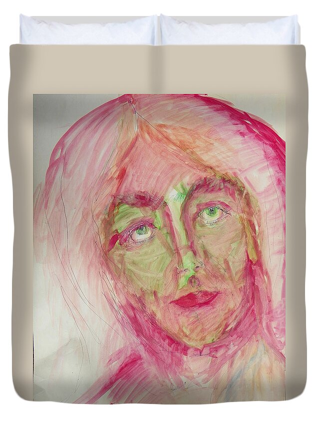 Expressive Duvet Cover featuring the painting Christmas Angel by Judith Redman