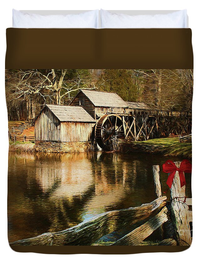 Christmas At The Mill Duvet Cover featuring the photograph Christmas at the Mill by Darren Fisher