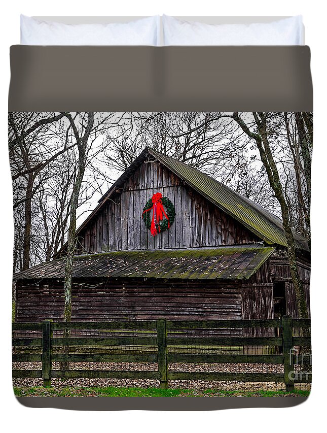 Barn Duvet Cover featuring the photograph Christmas Barn by Paul Mashburn