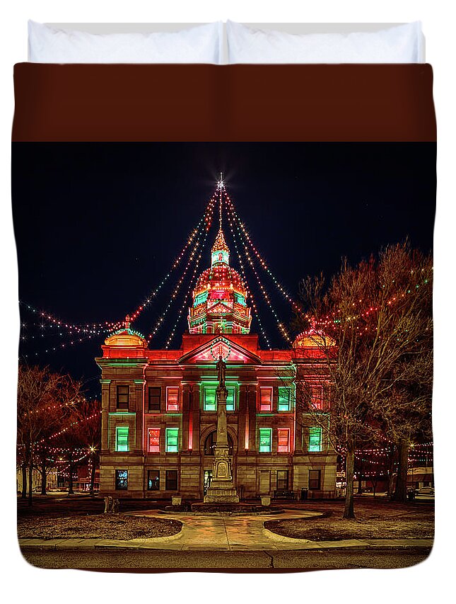 Minden Duvet Cover featuring the photograph Christmas City by Susan Rissi Tregoning