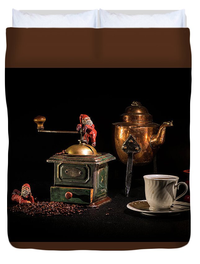 Candlelight Duvet Cover featuring the photograph Christmas Coffee-time by Torbjorn Swenelius