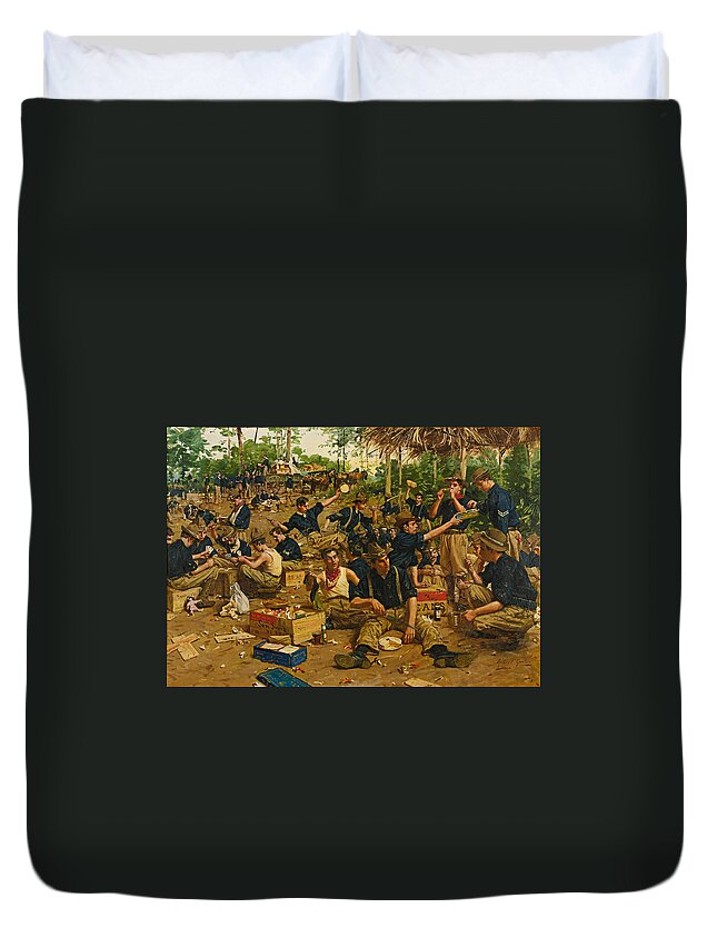 Gilbert Gaul Duvet Cover featuring the painting Christmas Day in Camp by Gilbert Gaul