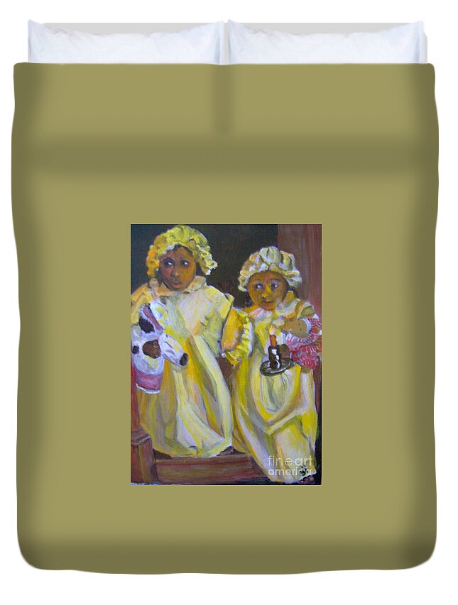 Girls Duvet Cover featuring the painting Christmas Eve by Saundra Johnson