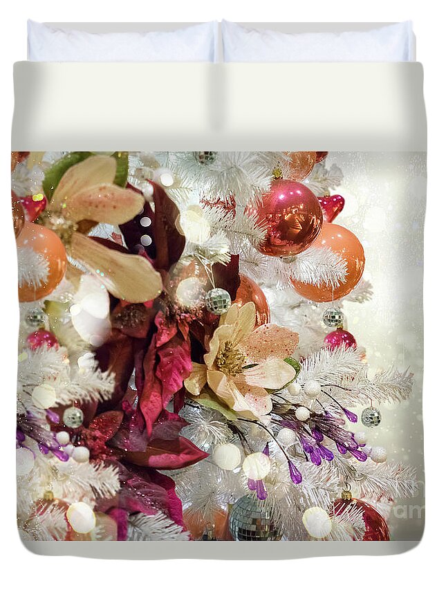 Christmas Duvet Cover featuring the photograph Christmas White Tree by Anastasy Yarmolovich